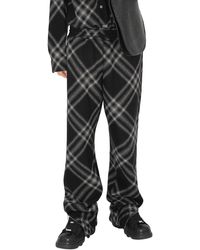 Burberry - Relaxed Fit Check Zip Hem Wool Pants - Lyst