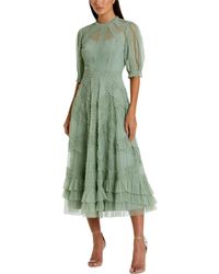 Mac Duggal - High Neck Puff Sleeve Ruffle Tiered Dress - Lyst