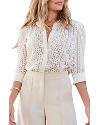 Bishop + Young - Cate Eyelet Ruched Sleeve Top - Lyst