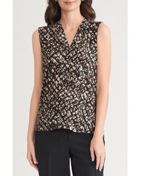 Kasper - Print Pleated Sleeveless Shell - Lyst