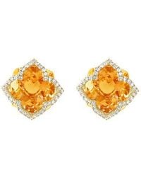 Effy - 14K Citrine Diamond Halo Stud Earrings - Lyst