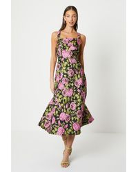 Coast - Wide Strap Jacquard Midi Dress - Lyst