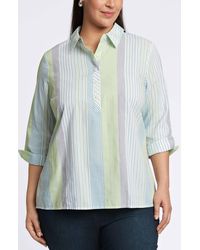 Foxcroft - Therese Stripe Split Back Cotton Seersucker Popover Shirt - Lyst