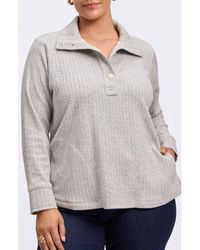 Foxcroft - Textured Cotton-Blend Polo Sweater - Lyst