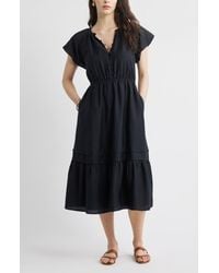 Caslon - Front Button Midi Dress - Lyst