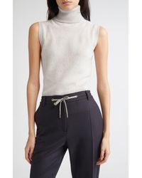 Eleventy - Sequin Open Stitch Sweater Tank - Lyst