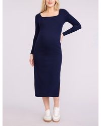 Motherhood Maternity - Square Neck Rib Knit Long Sleeve Bodycon Maxi Dress - Lyst