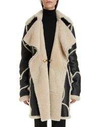Chloé - Patchwork Leather & Genuine Shearling Coat - Lyst