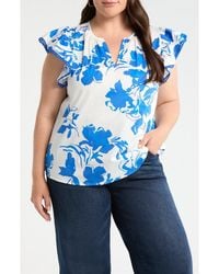 Sugarlips - Aby Floral Carya Ruffle Cotton Top - Lyst