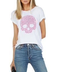 Lauren Moshi - Croft Short Sleeve Vintage Tee Exclusive Stud Skull Tee - Lyst