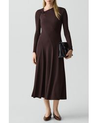 Theory - Long Sleeve A-Line Midi Dress - Lyst
