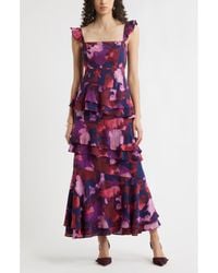 Chelsea28 - Tiered Asymmetric Ruffle Maxi Dress - Lyst