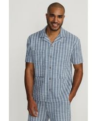 Lands' End - Short Sleeve Textured Jacquard Camp Collar Shirt - Lyst