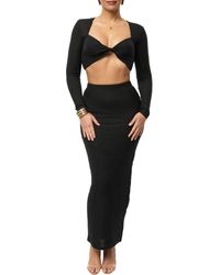 JLUXLABEL - All About You Long Sleeve Crop Top & Skirt - Lyst