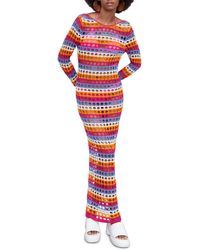Mango - Openwork Long Sleeve Crochet Maxi Dress - Lyst