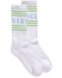 Versace - Jacquard Logo Cotton Blend Crew Socks - Lyst
