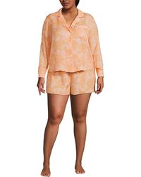 Lands' End - Plus Size Matte Satin 2 Piece Pajama Set - Lyst