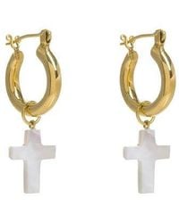 freya rose - Mini Hoops With Detachable Cross Charms - Lyst
