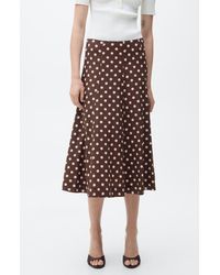 Mango - Polka Dot Flare Linen Blend Skirt - Lyst