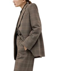 Mango - Check Print One-Button Blazer - Lyst