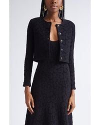 St. John - Leopard Jacquard Crop Cardigan Jacket - Lyst