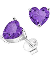 Donatello Gian - Sterling Amethyst Heart Studs - Lyst