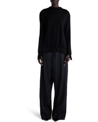 Balenciaga - Mixed Media Tie Neck Reversible Wool Cardigan - Lyst