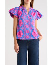 Sugarlips - Bethel Floral Keni Cotton Split Neck Top - Lyst