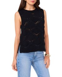Vince Camuto - Open Stitch Sleeveless Cotton Blend Sweater - Lyst
