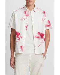 Vince - Faded Floral Print Short Sleeve Shirt - Lyst