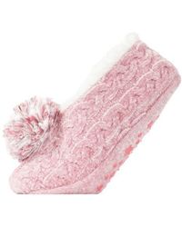 Memoi - Cable Chenille Slipper Socks - Lyst