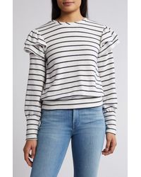 Caslon - Caslon(r) Stripe Ruffle Shoulder Sweatshirt Top - Lyst