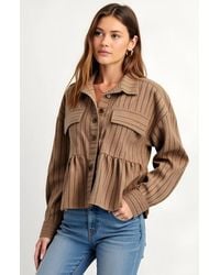 Modenaire - Button-Front Shirt Jacket With Peplum Hem And Chest Pockets - Lyst