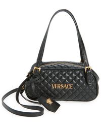 Versace - Mini Tag Bowling Quilted Leather Shoulder Bag - Lyst