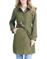 Sanctuary - Single Breasted Hooded Water Resistant Trench Coat - Lyst
