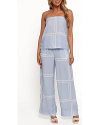 Petal & Pup - Ezra Linen Blend Strapless Top & Wide Leg Pants Set - Lyst