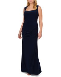 Adrianna Papell - Sleeveless Open Back Jersey Gown - Lyst