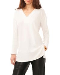 Vince Camuto - Ribbed Sleeve V-neck Top - Lyst