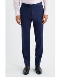 BOSS - George Flat Front Wool Dress Pants - Lyst