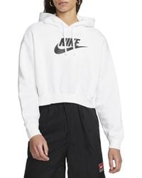 Nike - Sportswear Club Fleece Crop Hoodie Sweatshirt - Lyst