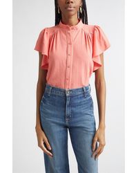 Ramy Brook - Aurora Ruffle Sleeve Button Front Shirt - Lyst