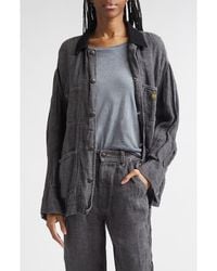 R13 - Relaxed Corduroy Collar Linen & Cotton Chore Jacket - Lyst