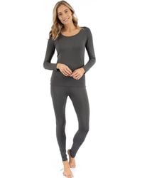 Leveret - Two-Piece Thermal Long Sleeve Solid Pajamas - Lyst