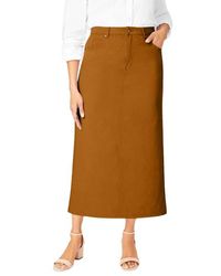 Jessica London - Classic Cotton Denim Midi Skirt - Lyst