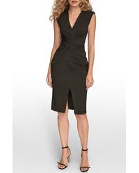 Donna Karan - Center Ruched Crepe Sheath Dress - Lyst
