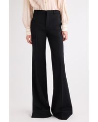 Chloé - Virgin Wool Grain De Poudre Flare Trousers - Lyst