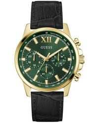 Guess - Walker Dial Multifunction Leather Strap Watch, 44Mm - Lyst