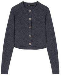Maje - Round-Neck Rib Knit Cardigan - Lyst