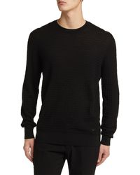 Emporio Armani - Textured Virgin Wool Crewneck Sweater - Lyst