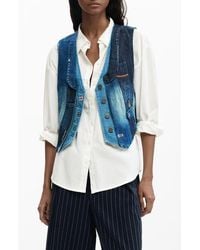 Desigual - Patchwork Denim Vest - Lyst